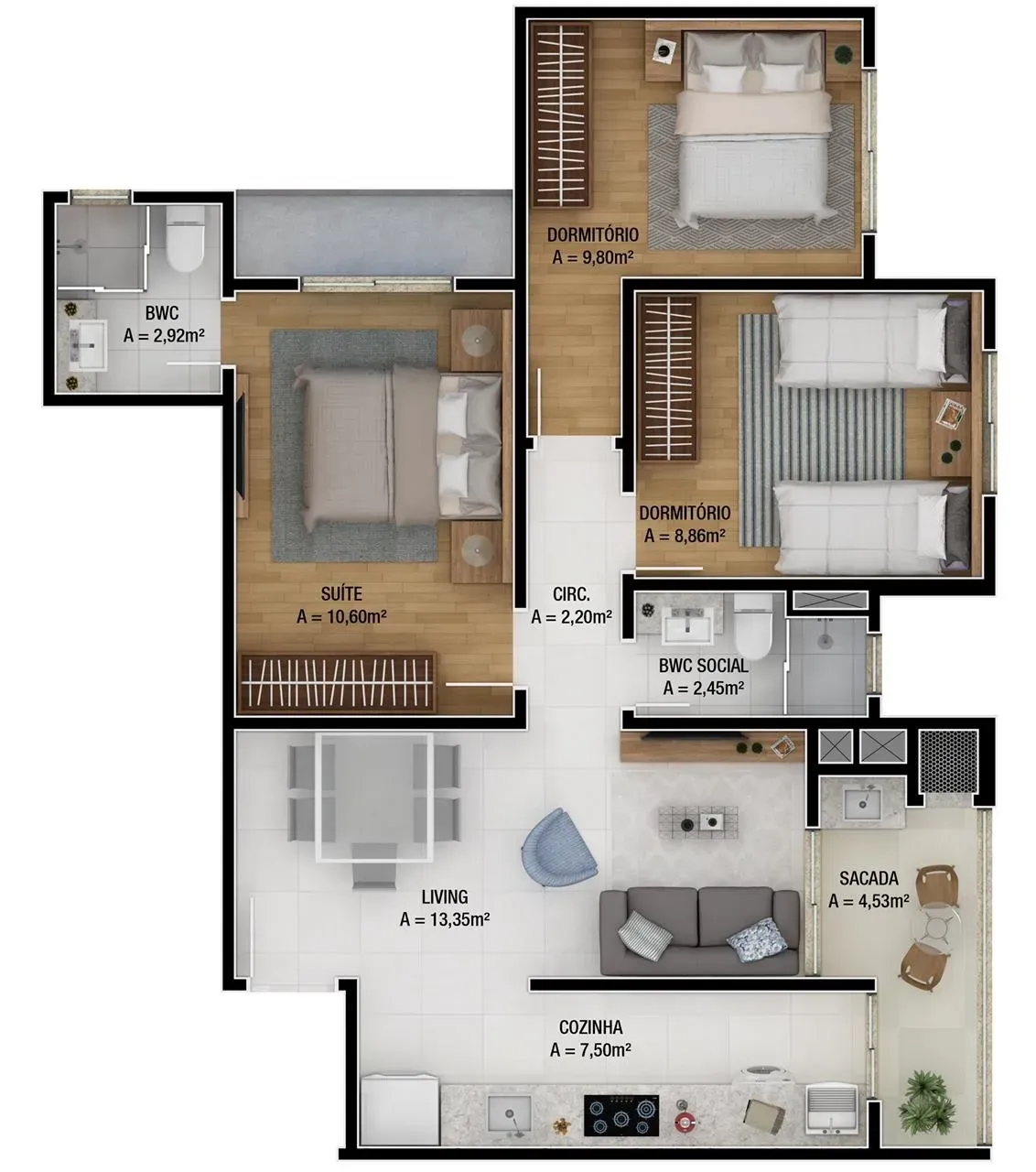 Apartamento com 3 dormitórios sendo 1 suíte e 2 vagas de garagem no Bairro São João em Itajaí
