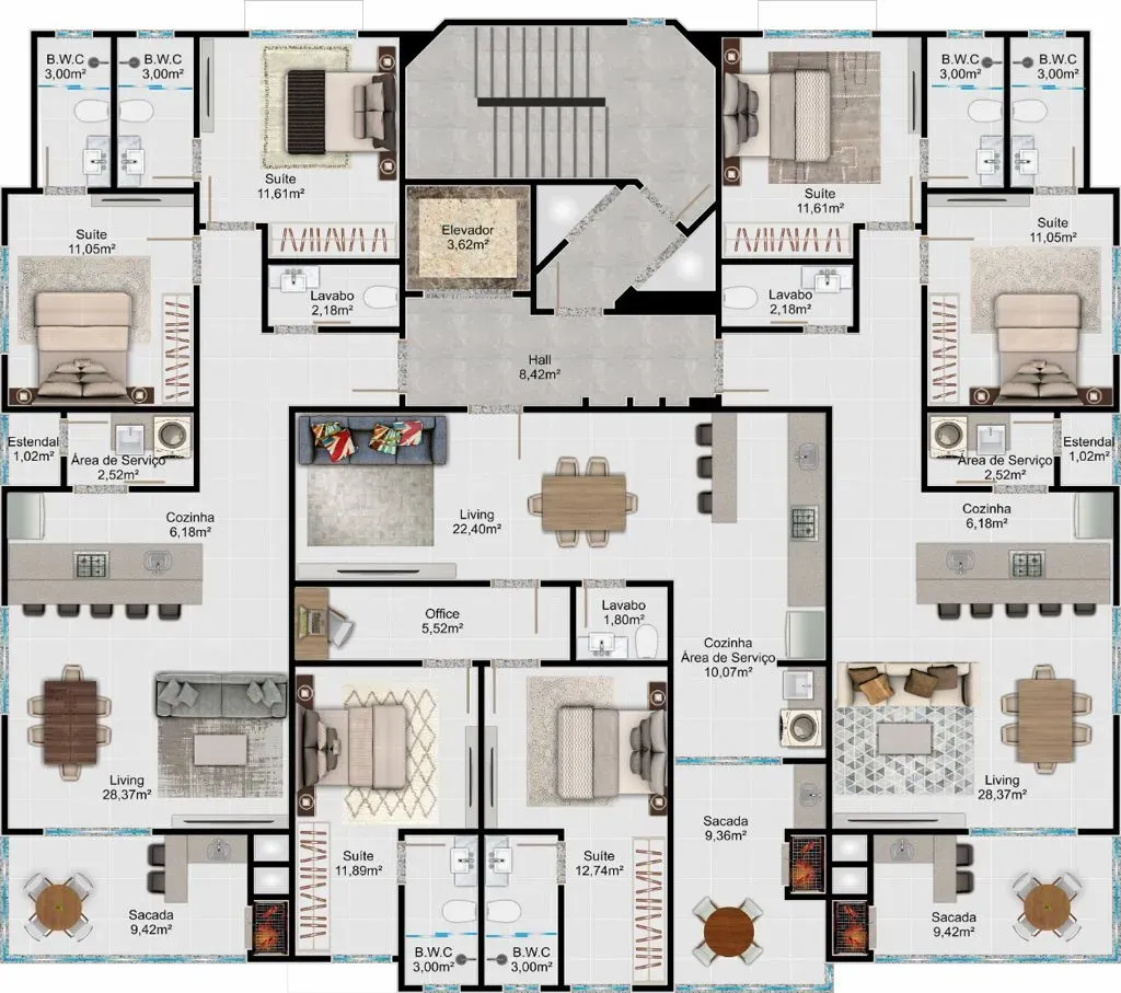 Apartamento com 2 suítes e 2 vagas de garagem em Porto Belo/SC