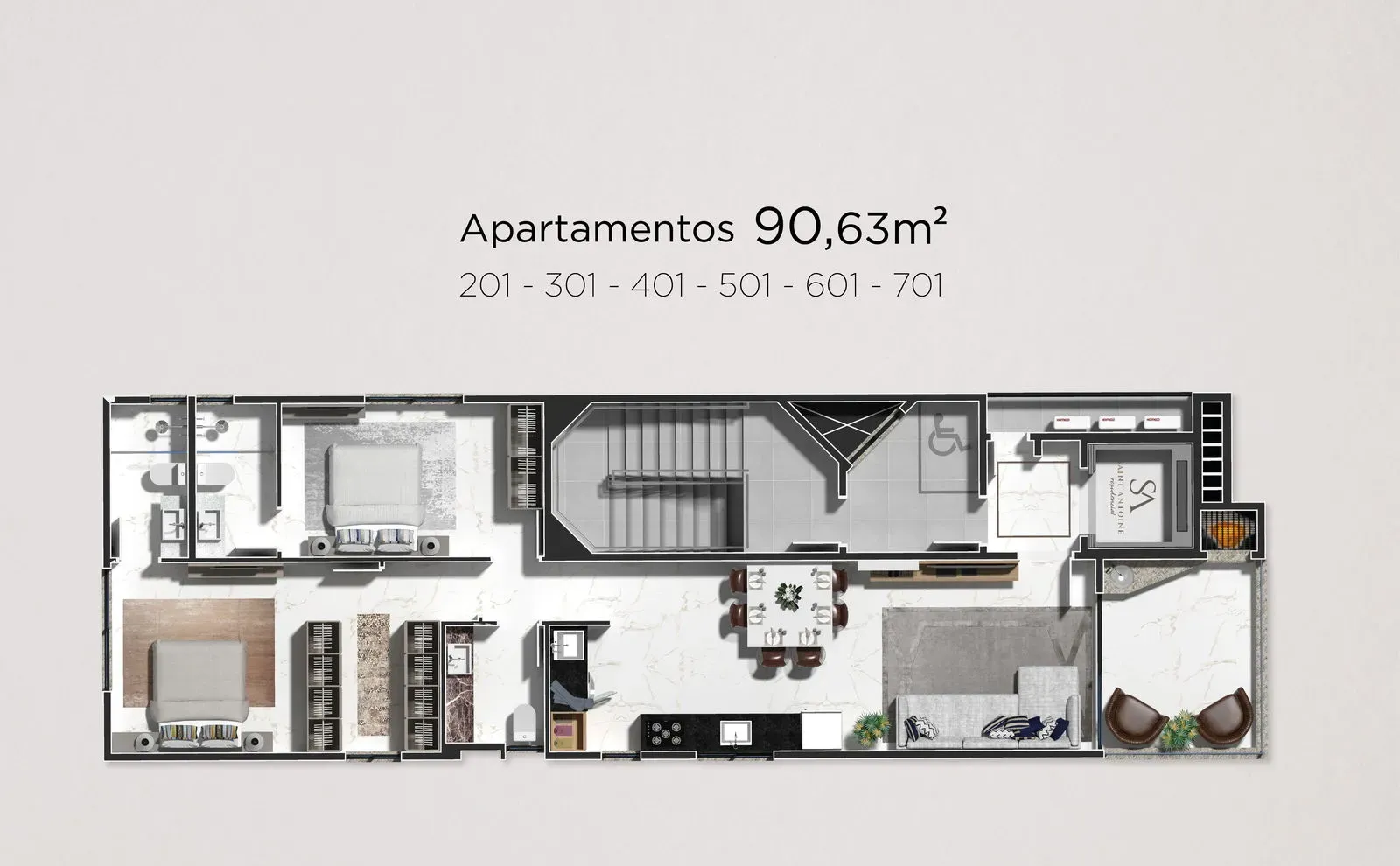 Apartamento com 2 suítes e 2 vagas de garagem em Balneário Camboriú na Praia dos Amores.