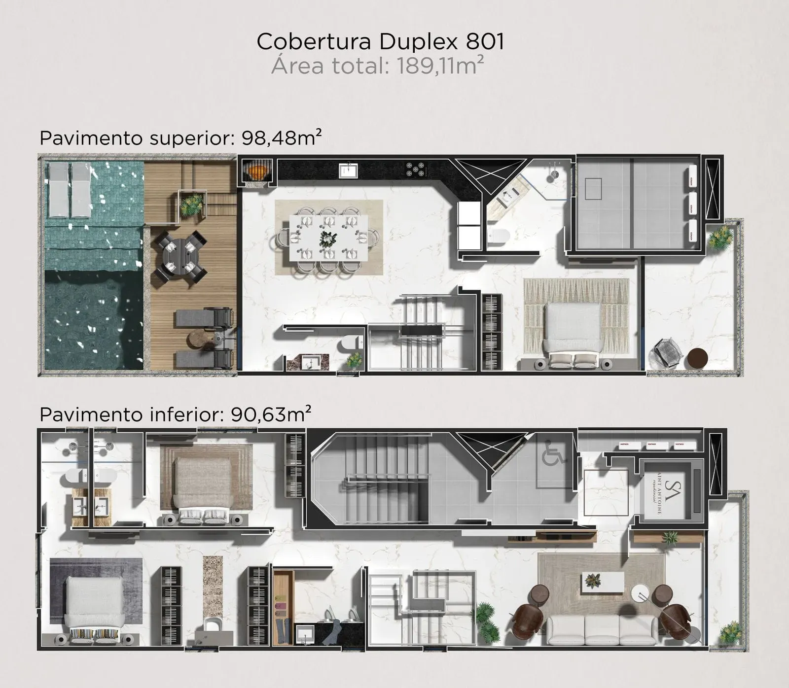 Apartamento com 2 suítes e 2 vagas de garagem em Balneário Camboriú na Praia dos Amores.