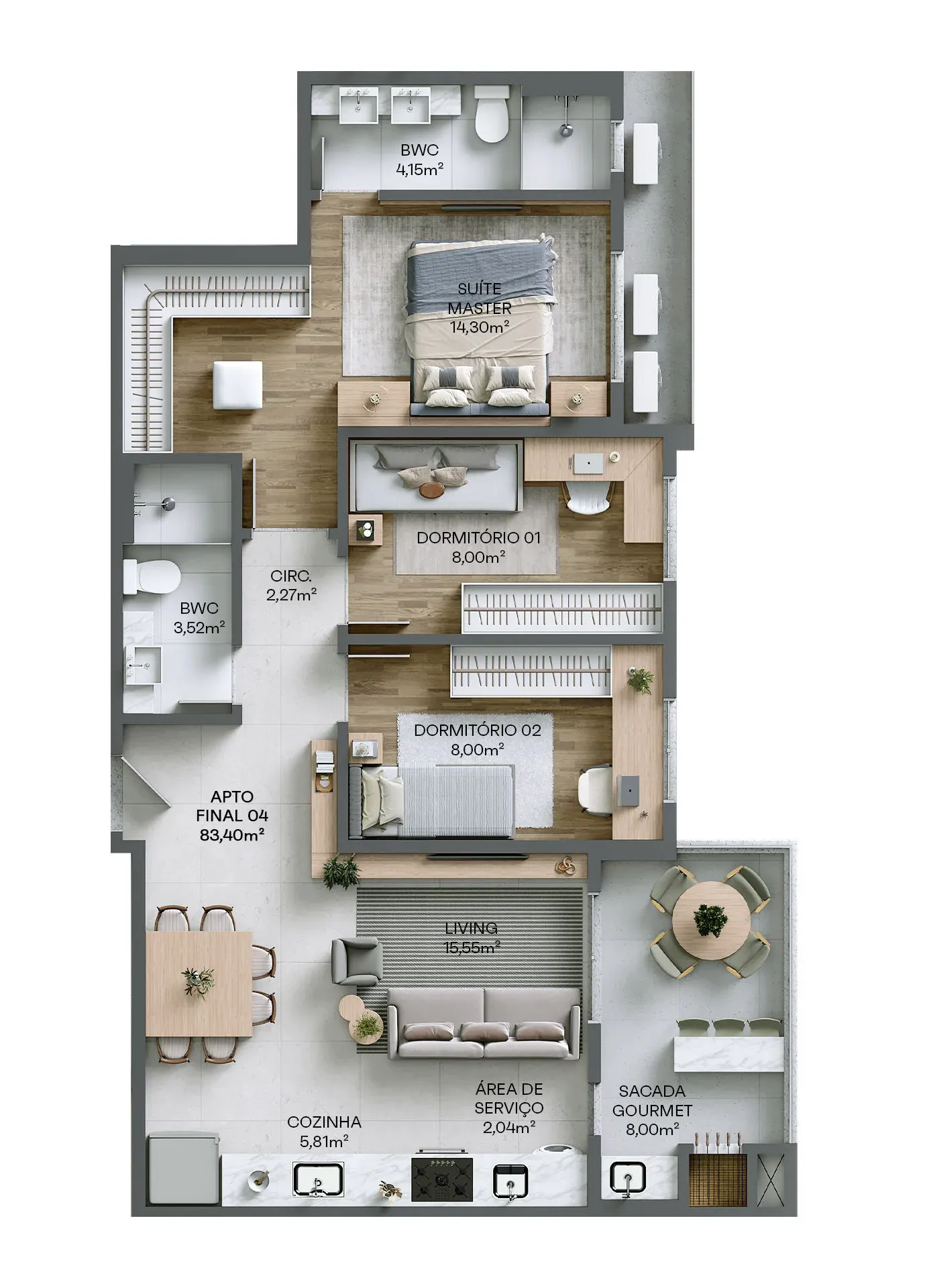 Apartamento na planta com 3 dormitórios sendo 1 suíte e 2 vagas no bairro Vila Operária Itajaí
