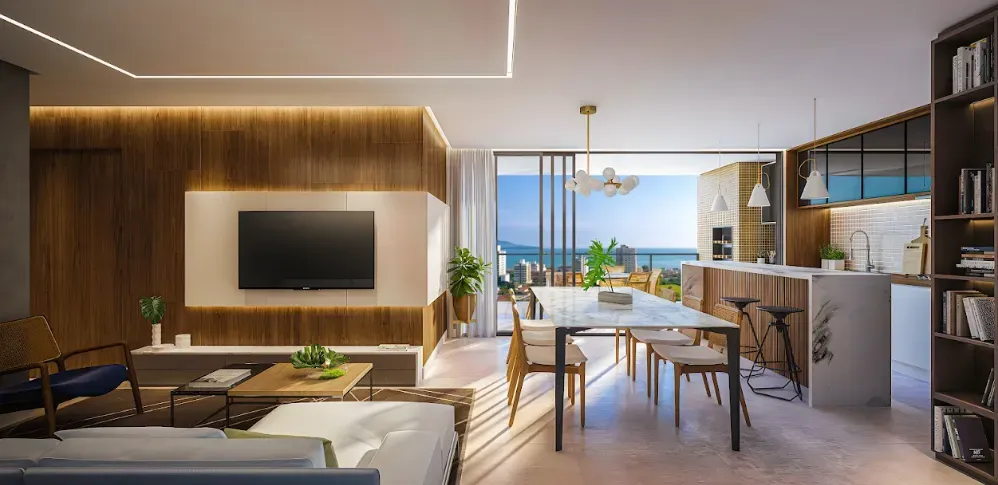 Apartamento com 3 dormitórios sendo 3 suítes e 2 vagas de garagem em Porto Belo/SC