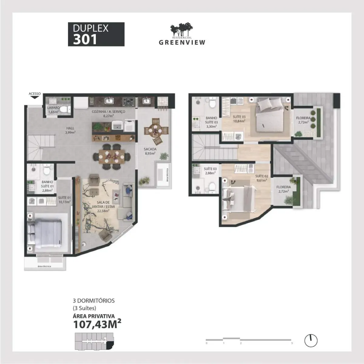 Apartamento 3 suítes e 3 vagas de garagem em Florianópolis/SC