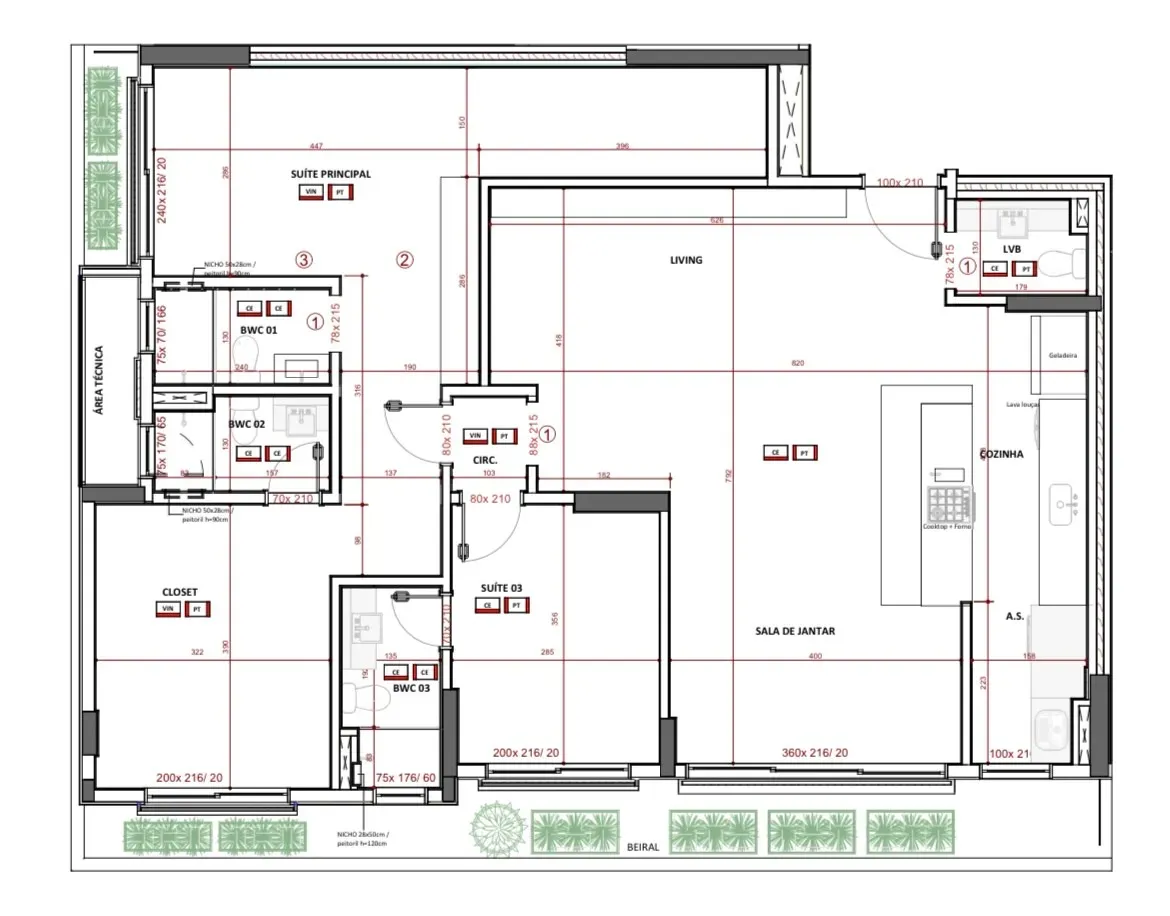 Apartamento 3 dormitórios sendo 3 suítes e 2 vagas de garagem - Centro de Florianópolis/SC