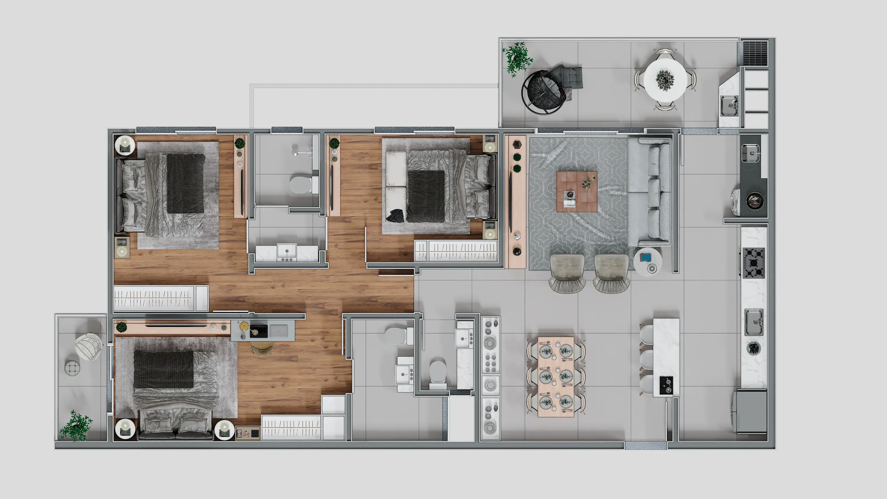 Apartamento na planta com 2 dormitórios sendo 1 suíte e 1 vaga de garagem - Barreiros em São José/SC