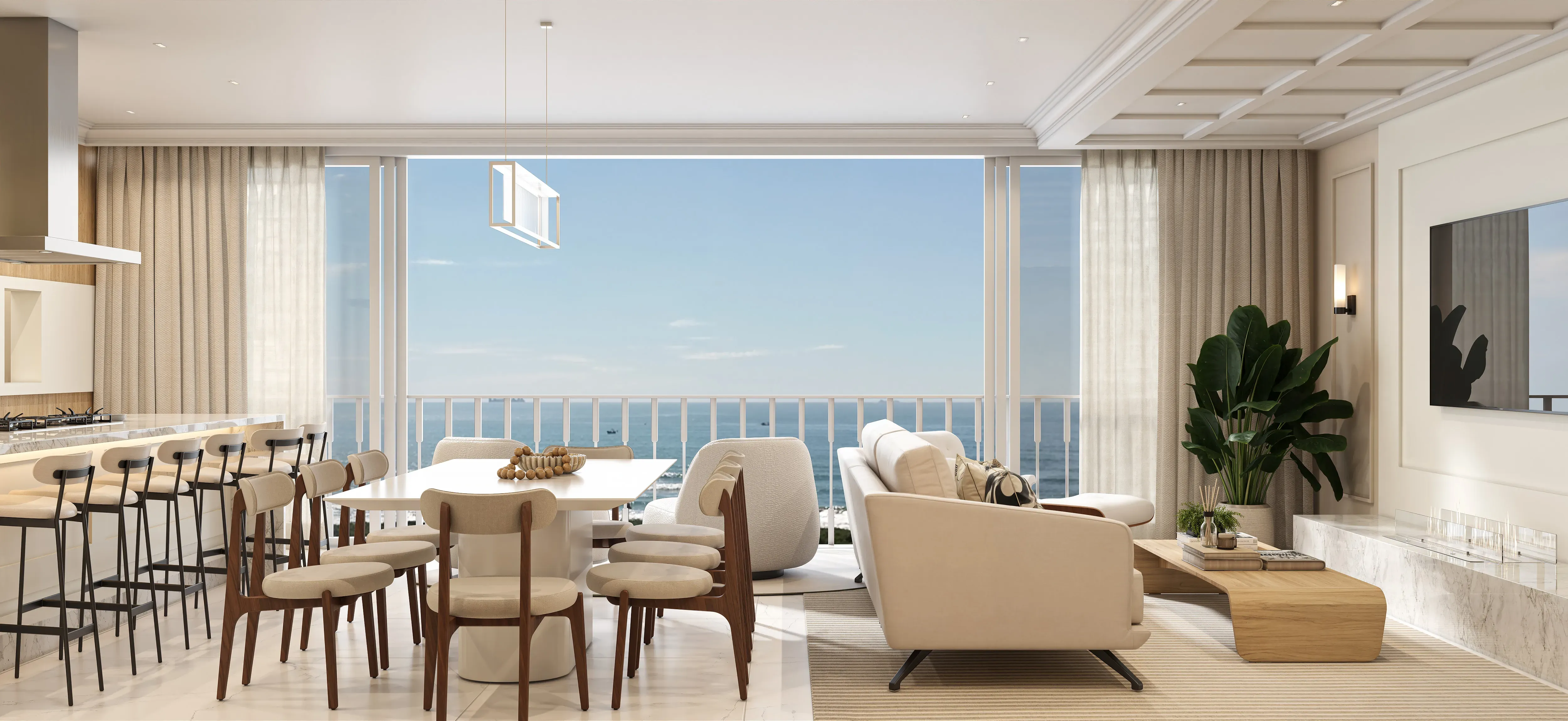 Apartamento frente mar com 3 suítes e 2 vagas de garagem no Centro de Navegantes/SC