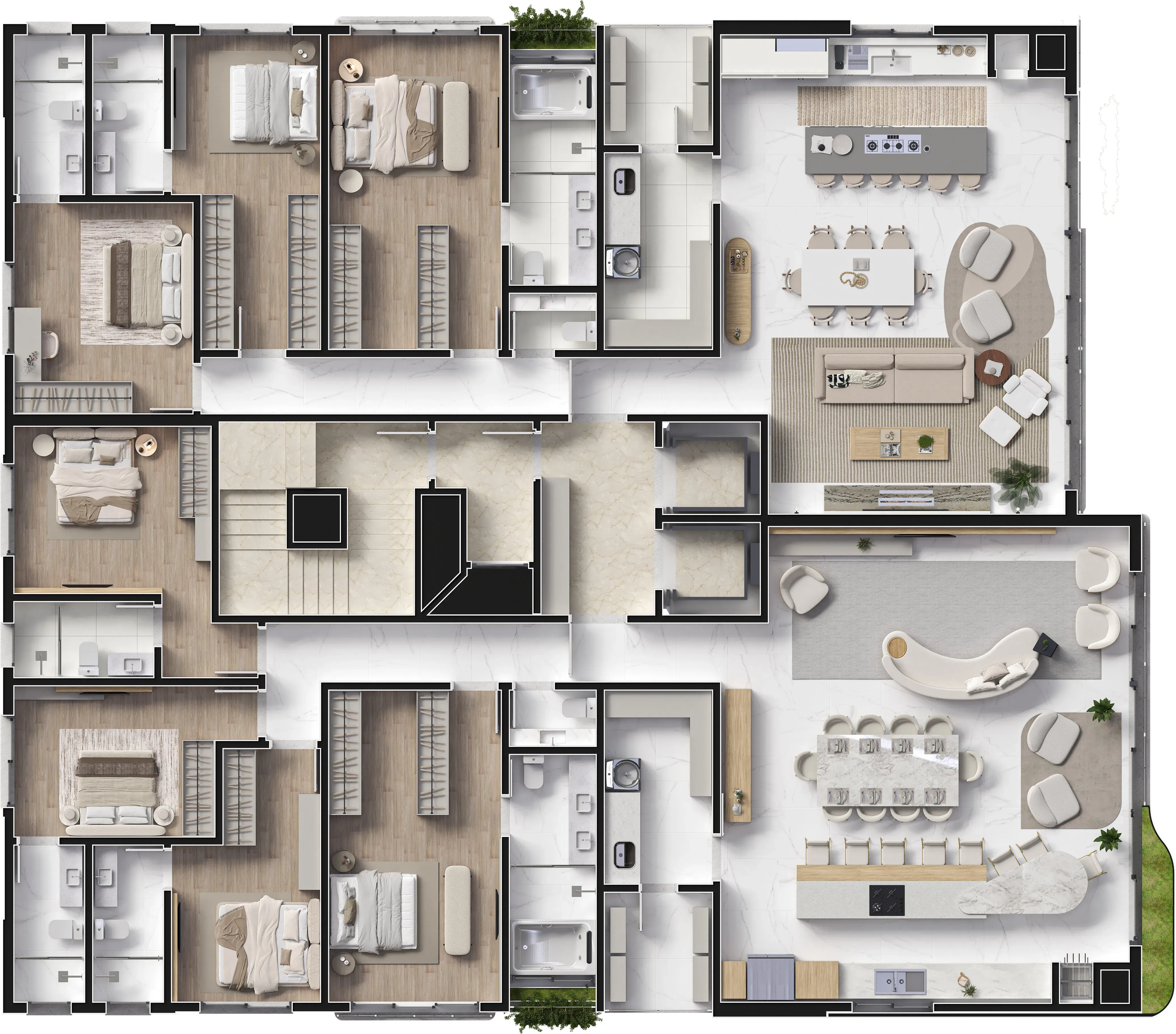 Apartamento frente mar com 3 suítes e 2 vagas de garagem no Centro de Navegantes/SC