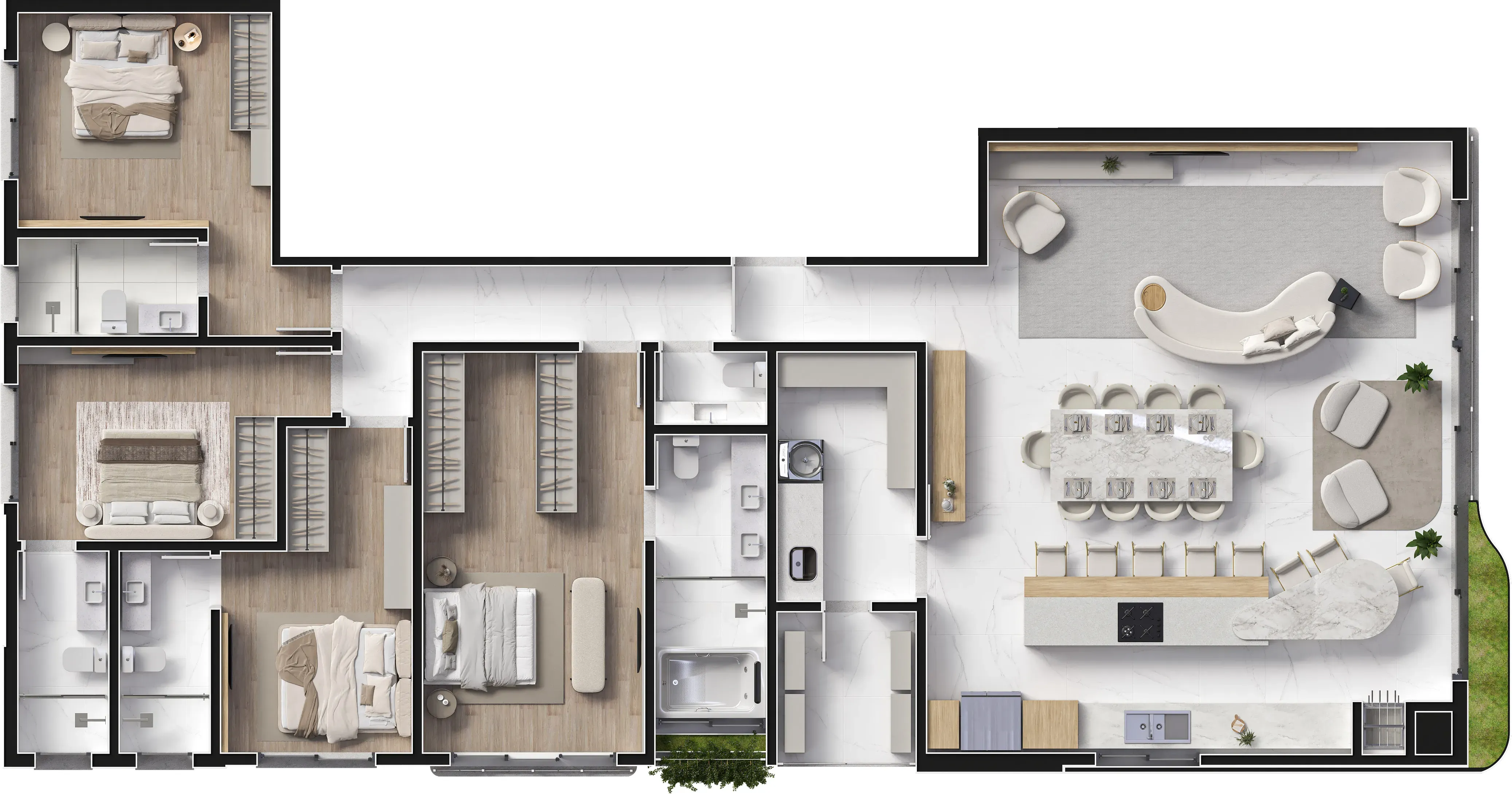Apartamento frente mar com 3 suítes e 2 vagas de garagem no Centro de Navegantes/SC