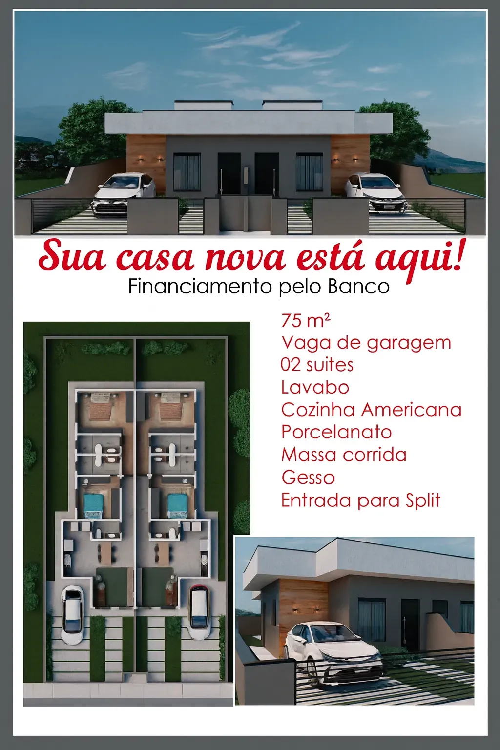 Casa com 2 suítes e 1 vaga de garagem no bairro Areias de Baixo em Governador Celso Ramos