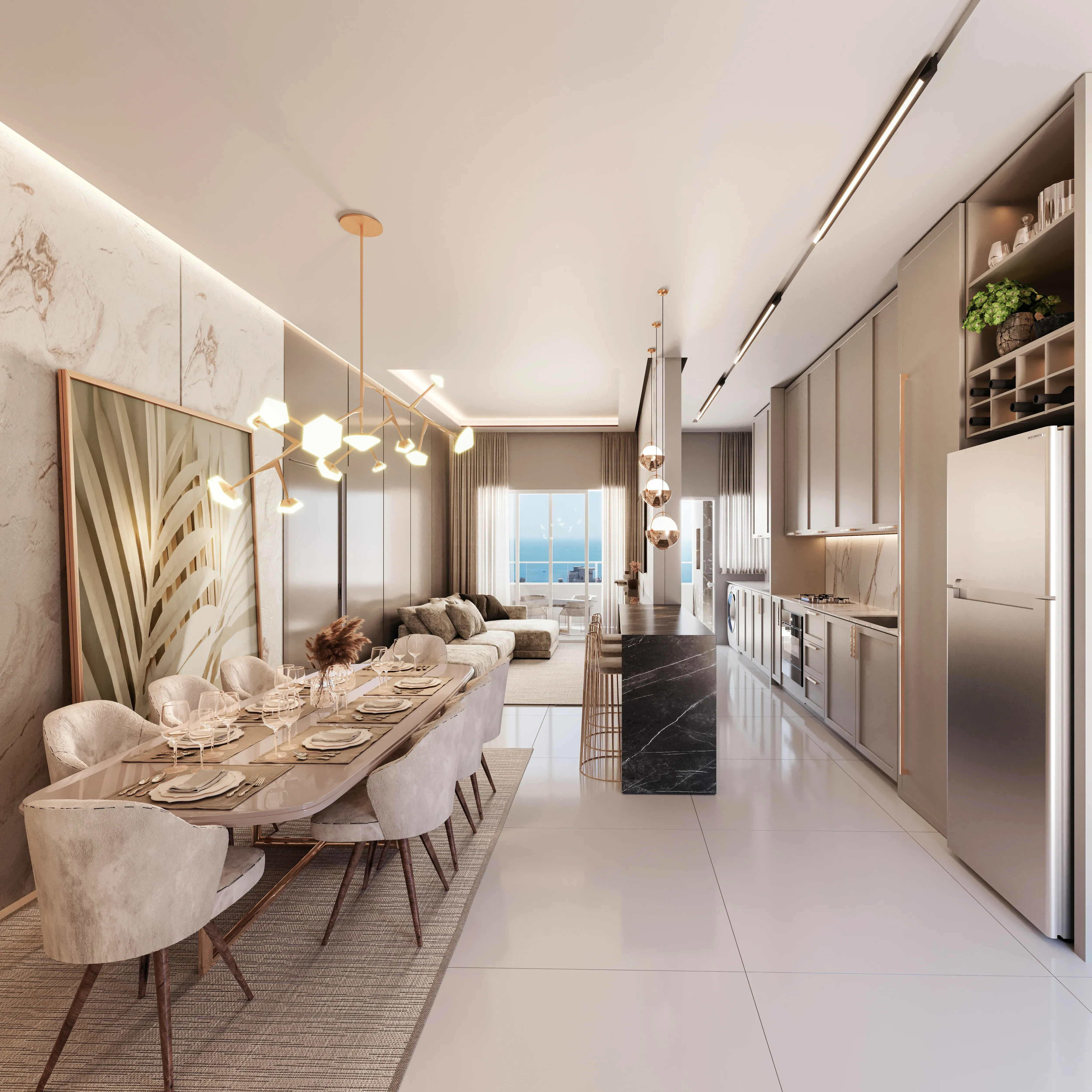 Apartamento com 4 dormitórios sendo 2 suítes e 2 vagas de garagem Meia Praia - Itapema/SC