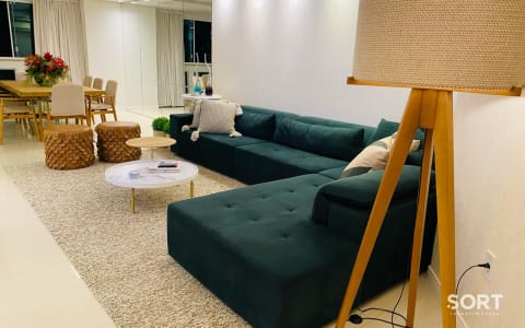 Sala de Estar Apartamento Decorado no Edifício Calla d´Volpi Residence
