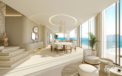 Sala de Jantar Apartamento Frente Mar no Scenarium Brava Norte