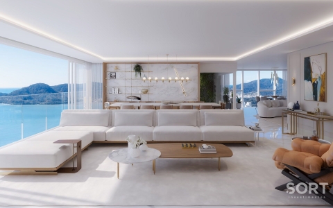 Living Cobertura Duplex Frente Mar no Edifício Titanium Tower