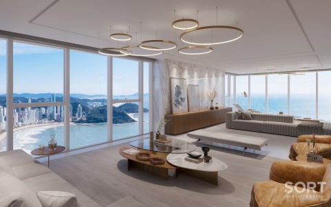 Living Cobertura Duplex Frente Mar no Edifício Titanium Tower