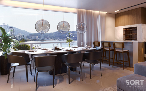 Sala de Jantar Apartamento Padrão no Edifício Mar Belle Residence