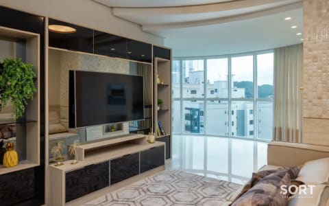 Sala de Estar Apartamento Quadra Mar no Edifício Le Majestic Sala de Estar Apartamento Quadra Mar no Edifício Le Majestic