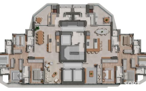 Planta Apartamento Quadra Mar no Edifício Alaia