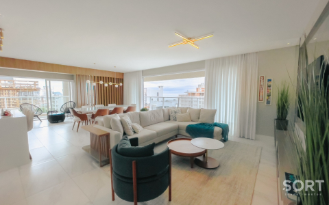 Sala de estar apartamento no Edifício Brava Arts na Praia Brava em Itajaí