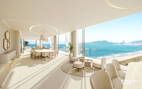 Sala de Jantar Apartamento Frente Mar no Scenarium Brava Norte