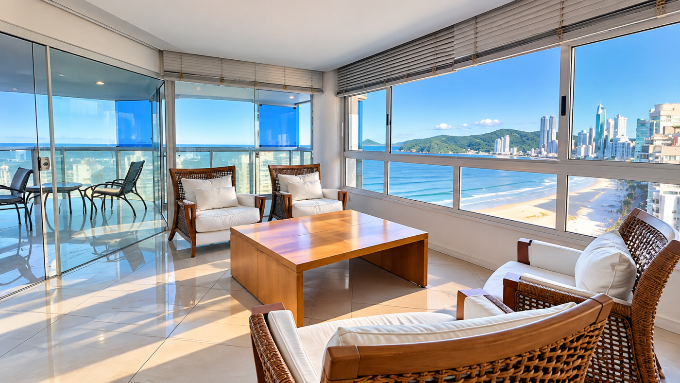 Apartamento frente-mar com 4 suítes e 279,54 m² no Edifício The Sun Tower em Balneário Camboriú (SC)
